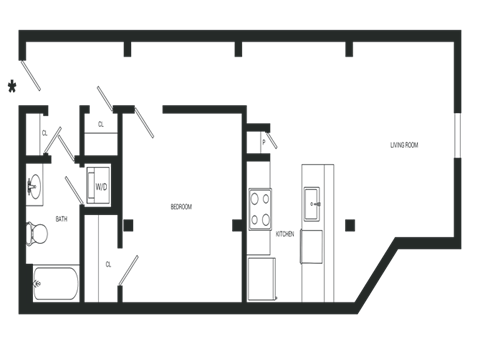 Explorer Floor Plan | 807 Sq. Ft. at Mayton Transfer Lofts, Petersburg